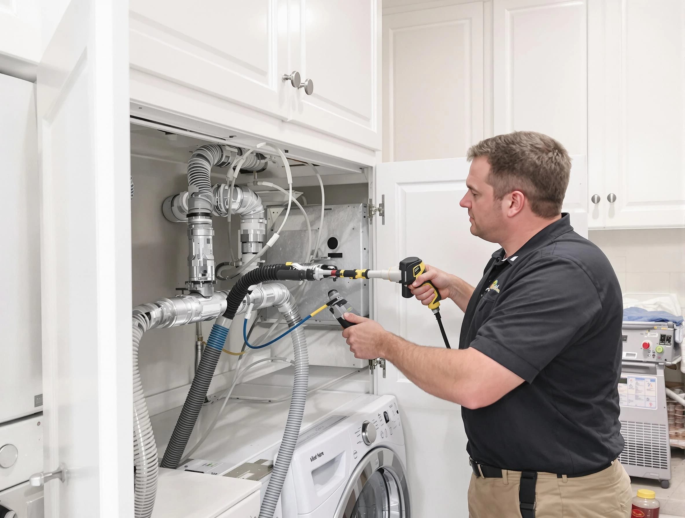Acton Dryer Vent Cleaning professional removing severe blockage from a clogged dryer vent in Acton
