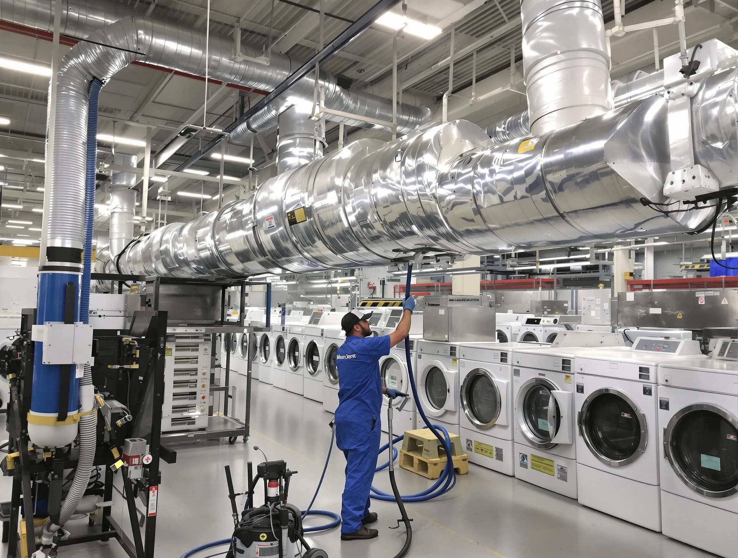 Acton Dryer Vent Cleaning team performing heavy-duty industrial dryer vent cleaning in Acton