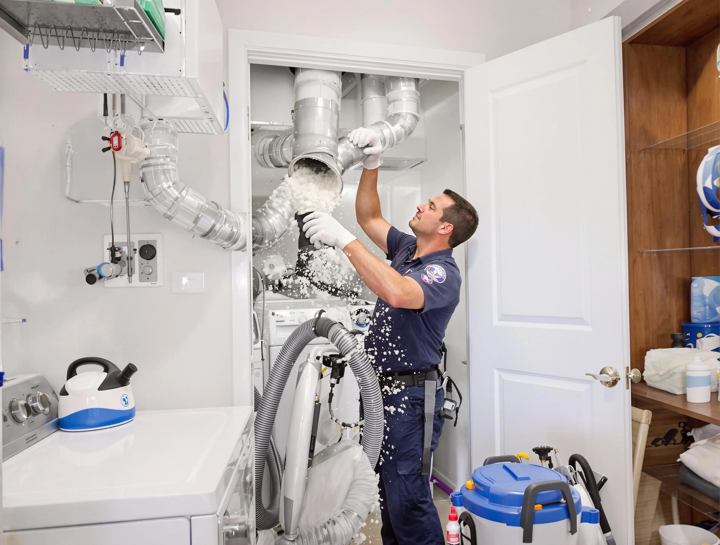 Acton Dryer Vent Cleaning technician delivering thorough residential dryer vent cleaning service in Acton